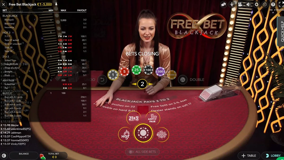 Карточная игра Infinite Free Bet Blackjack