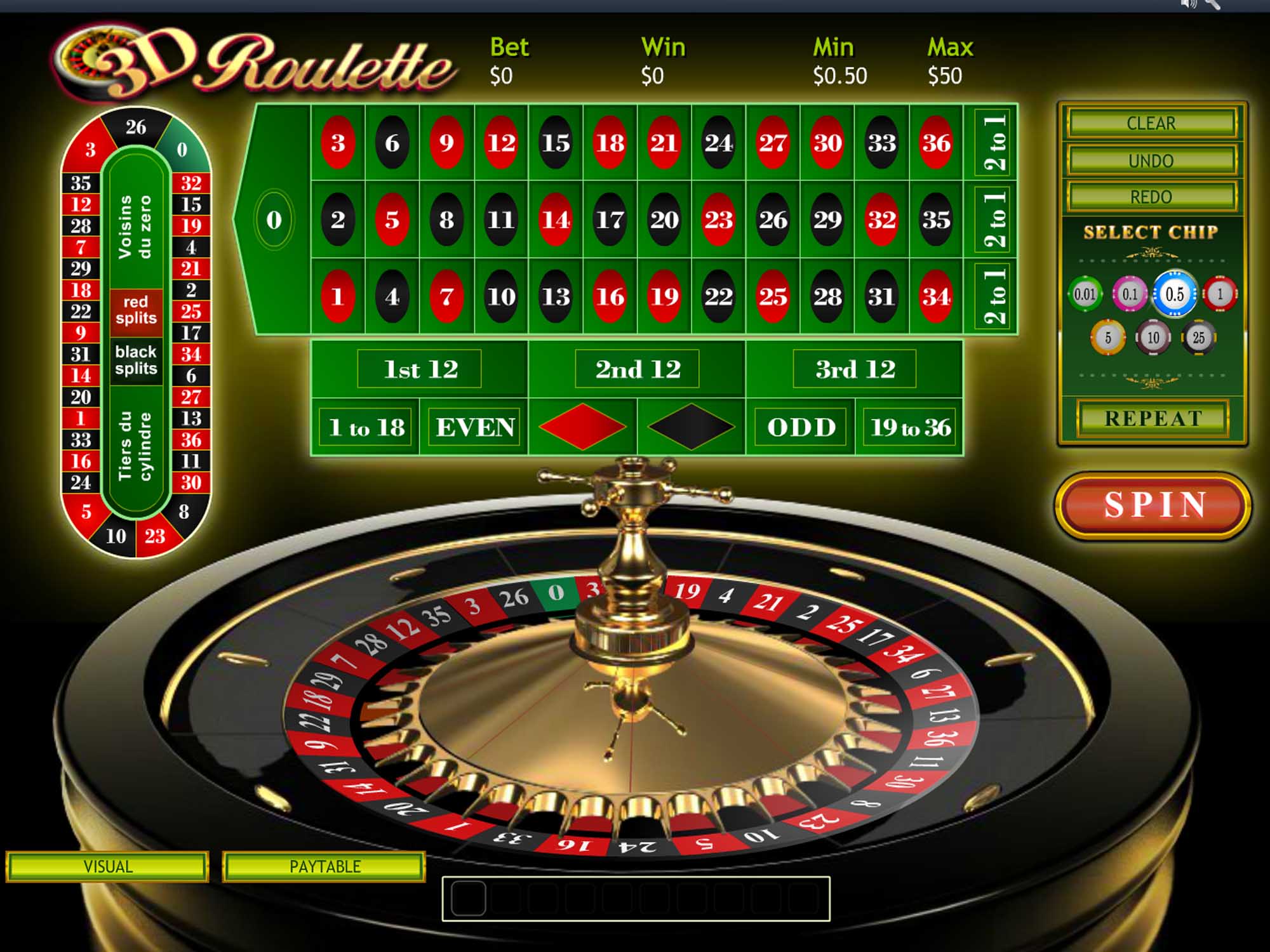 Наслаждайтесь 3D Roulette онлайн